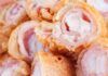 rotolini di pancetta, dentro bane bianco e fior di latte, perfetti per aperitivi stuzzicanti