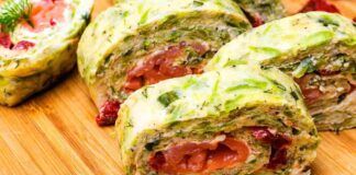 rotolo di verdure con philadelphia e salmone, 400 kcal e non ti senti in colpa, pronto in un attimo