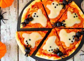 Pizza fantasma di Halloween e accontento sempre le richieste, pronta in meno di 30 minuti Ricettasprint