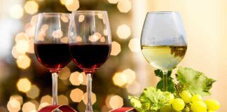 Vino bianco e vino rosso a Natale