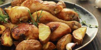 Pollo con le patate in friggitrice ad aria